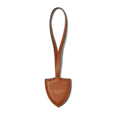 Insignia Leather Charm Key Ring in Smooth Tan