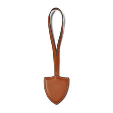 Insignia Leather Charm Key Ring in Smooth Tan