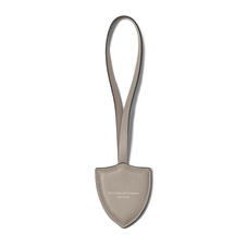Insignia Leather Charm Key Ring in Smooth Warm Grey