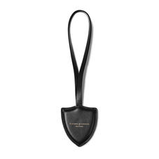 Insignia Leather Charm Key Ring in Smooth Black