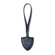 Insignia Leather Charm Key Ring in Smooth Navy