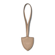 Insignia Leather Charm Key Ring in Smooth Soft Taupe