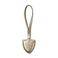 Insignia Leather Charm Key Ring in Pale Gold Pebble