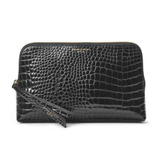 Large Essential Cosmetic Case in Black Patent Croc