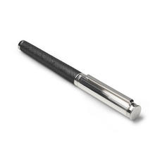 Sterling Silver & Leather Rollerball Pen in Black Saffiano