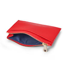 Double Sided Zipped Card & Coin Holder in Scarlet Saffiano