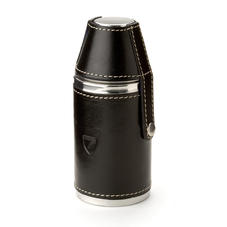 Hunter 6oz Leather Hip Flask in Smooth Black & Red Suede