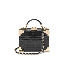 Micro Trunk in Deep Shine Black Small Croc