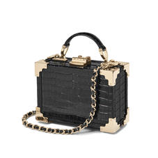 Micro Trunk in Deep Shine Black Small Croc