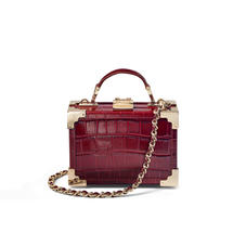 Micro Trunk in Deep Shine Bordeaux Croc