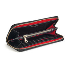 Continental Clutch Zip Wallet in Black Patent Croc