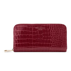 Continental Clutch Zip Wallet in Bordeaux Patent Croc