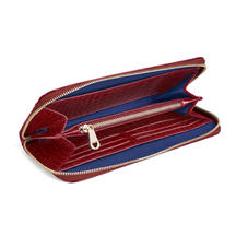 Continental Clutch Zip Wallet in Bordeaux Patent Croc