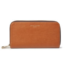Continental Clutch Zip Wallet in Smooth Tan & Dark Brown