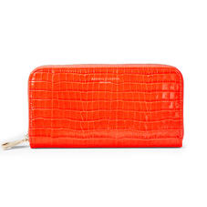 Continental Purse in Deep Shine Orange Small Croc