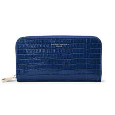Continental Clutch Zip Wallet in Deep Shine Blue Small Croc