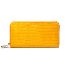 Continental Clutch Zip Wallet in Deep Shine Bright Mustard Small Croc