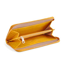 Continental Clutch Zip Wallet in Deep Shine Bright Mustard Small Croc