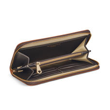Continental Clutch Zip Wallet in Smooth Tan & Dark Brown