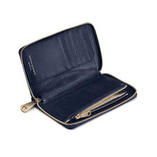 Midi Continental Clutch Zip Wallet in Midnight Blue Lizard