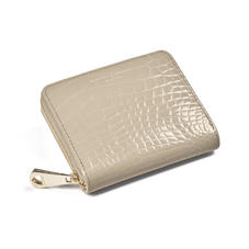 Slim Mini Continental Purse in Soft Taupe Patent Croc