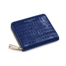 Slim Mini Continental Purse in Deep Shine Blue Small Croc