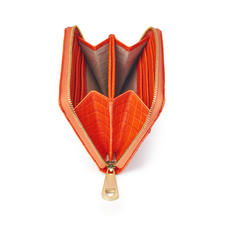Slim Mini Continental Purse in Deep Shine Orange Small Croc