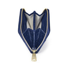 Slim Mini Continental Purse in Deep Shine Blue Small Croc