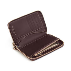 Midi Continental Wallet with Wrist Strap in Smooth Tan & Dark Brown