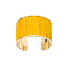 Cleopatra Cuff Bracelet in Deep Shine Bright Mustard Small Croc