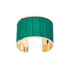 Cleopatra Cuff Bracelet in Deep Shine Emerald Green Small Croc
