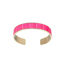 Cleopatra Skinny Cuff Bracelet in Deep Shine Penelope Pink Small Croc