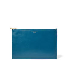 Large Essential Flat Pouch in Smooth Topaz