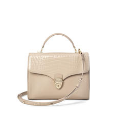 Mayfair Bag in Soft Taupe Patent Croc & Smooth Soft Taupe