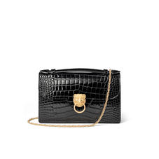 Lion Ava Clutch Bag in Black Patent Croc