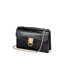 Lion Ava Clutch Bag in Black Patent Croc