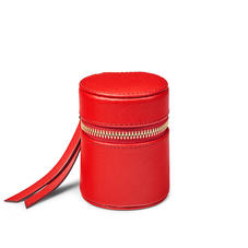 Tall Zipped Travel Jewellery Case in Scarlet Saffiano