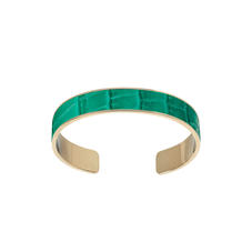 Cleopatra Skinny Cuff Bracelet in Deep Shine Emerald Green Small Croc