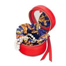 Zipped Travel Jewellery Case in Scarlet Saffiano