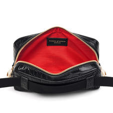 Camera Belt Bag in Deep Shine Black Soft Croc