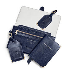 Classic Travel Collection in Midnight Blue Silk Lizard