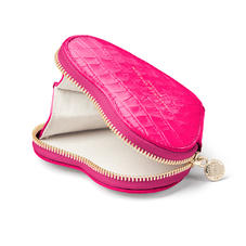 Heart Coin Purse in Deep Shine Penelope Pink Small Croc