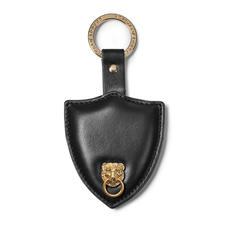 Small Lion & Shield Keyring in Smooth Black