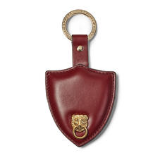 Small Lion & Shield Keyring in Smooth Bordeaux
