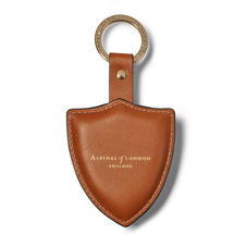 Small Lion & Shield Keyring in Smooth Tan