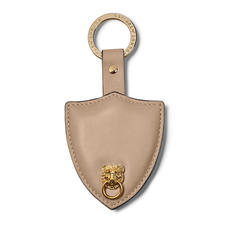 Small Lion & Shield Keyring in Smooth Soft Taupe
