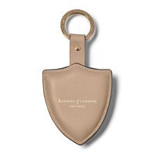 Small Lion & Shield Keyring in Smooth Soft Taupe