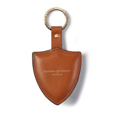 Large Lion & Shield Keyring in Smooth Tan