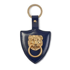 Large Lion & Shield Keyring in Smooth Navy