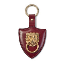 Large Lion & Shield Keyring in Smooth Bordeaux